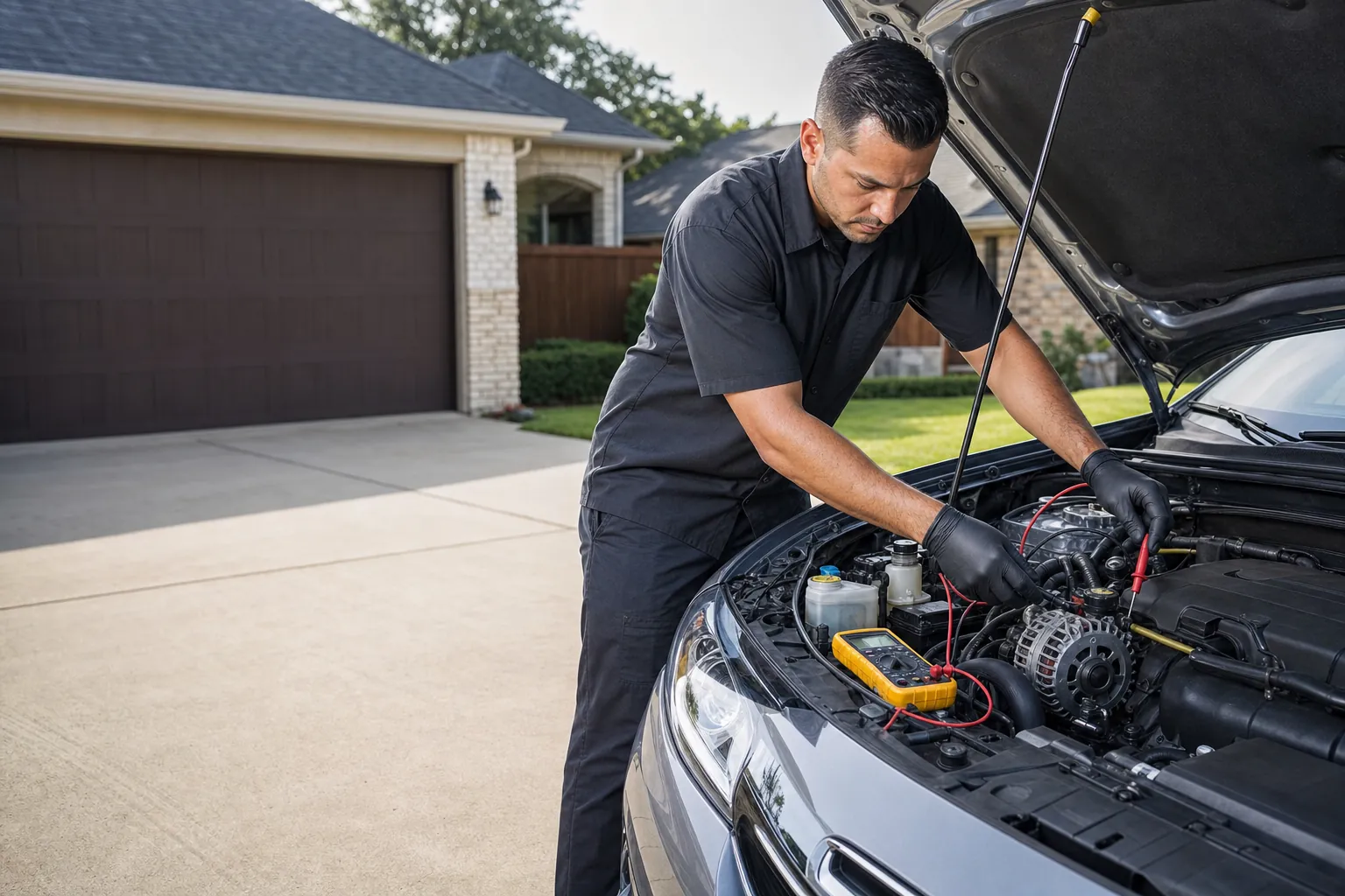 Rise High mobile mechanic working on a vehicle in Forney, TX