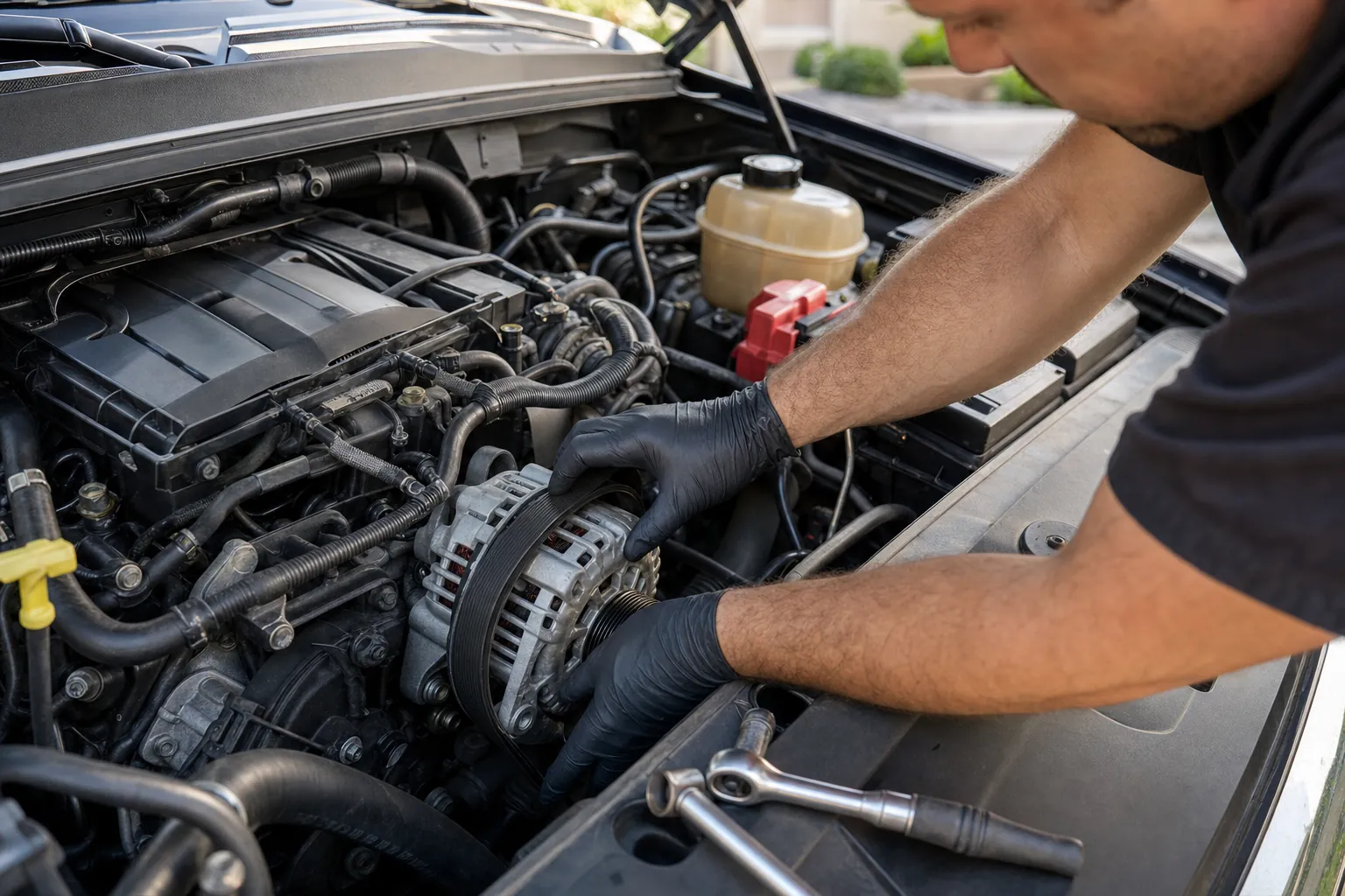 Rise High mobile mechanic working on a vehicle in Forney, TX